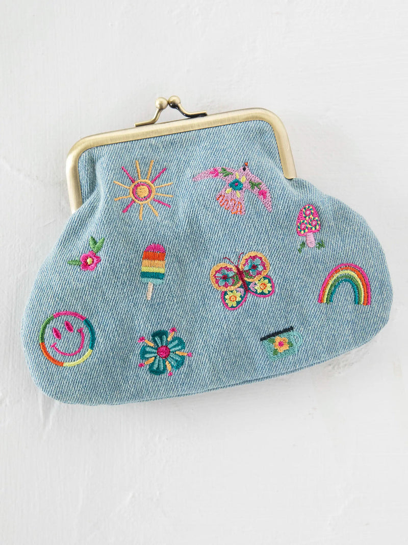 Natural Life® Embroidered Kisslock Coin Purse - Denim