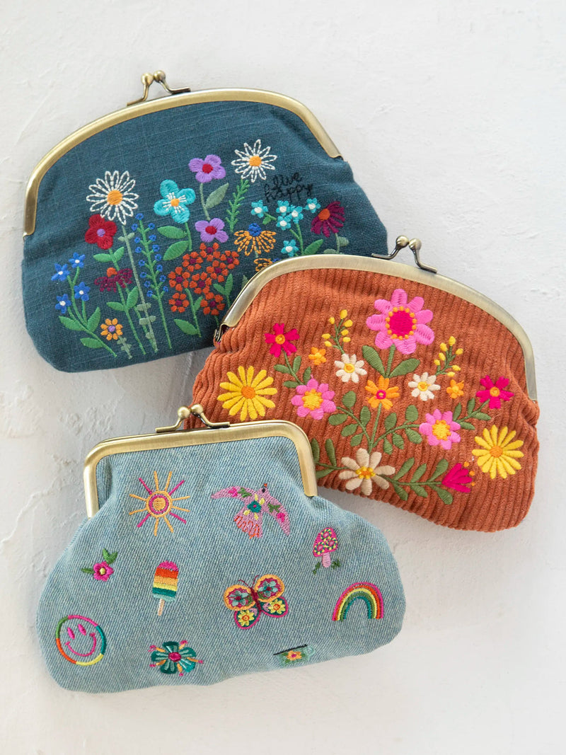Natural Life® Embroidered Kisslock Coin Purse - Denim