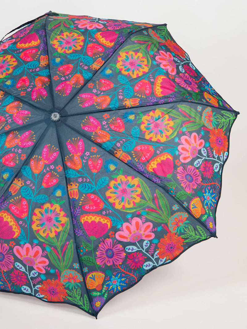 Natural Life® Fold Up Umbrella - Navy Flower