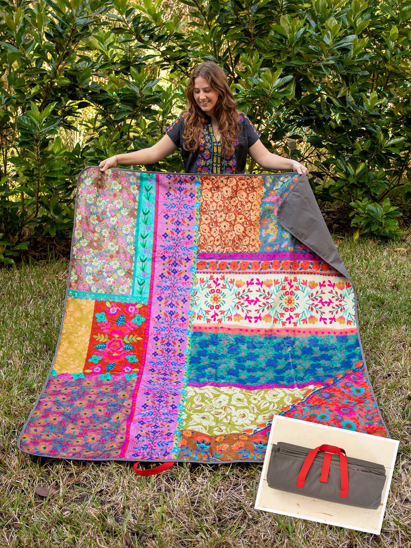 Natural Life XL Water Resistant Picnic Blanket - Patchwork