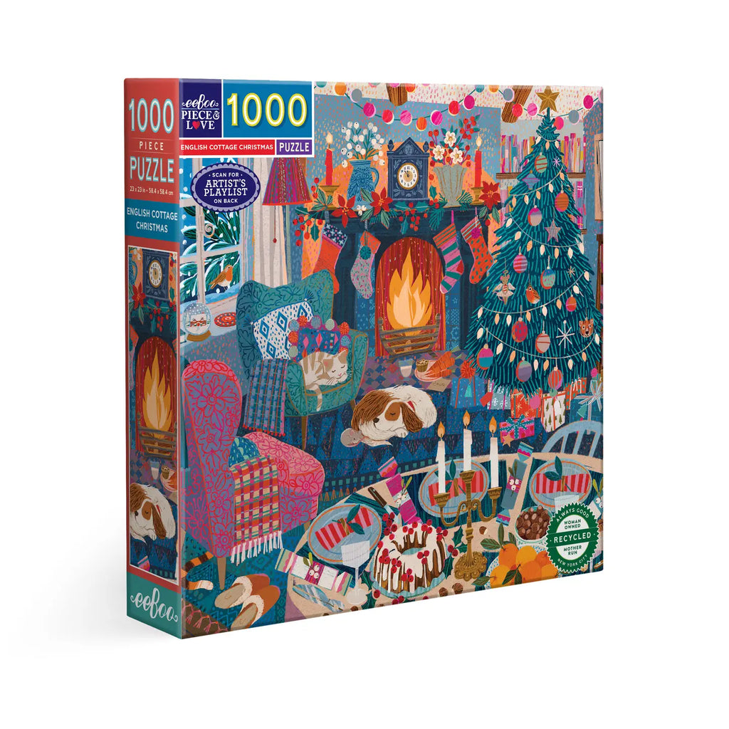 eeBoo - English Cottage Christmas 1000 Piece Square Puzzle