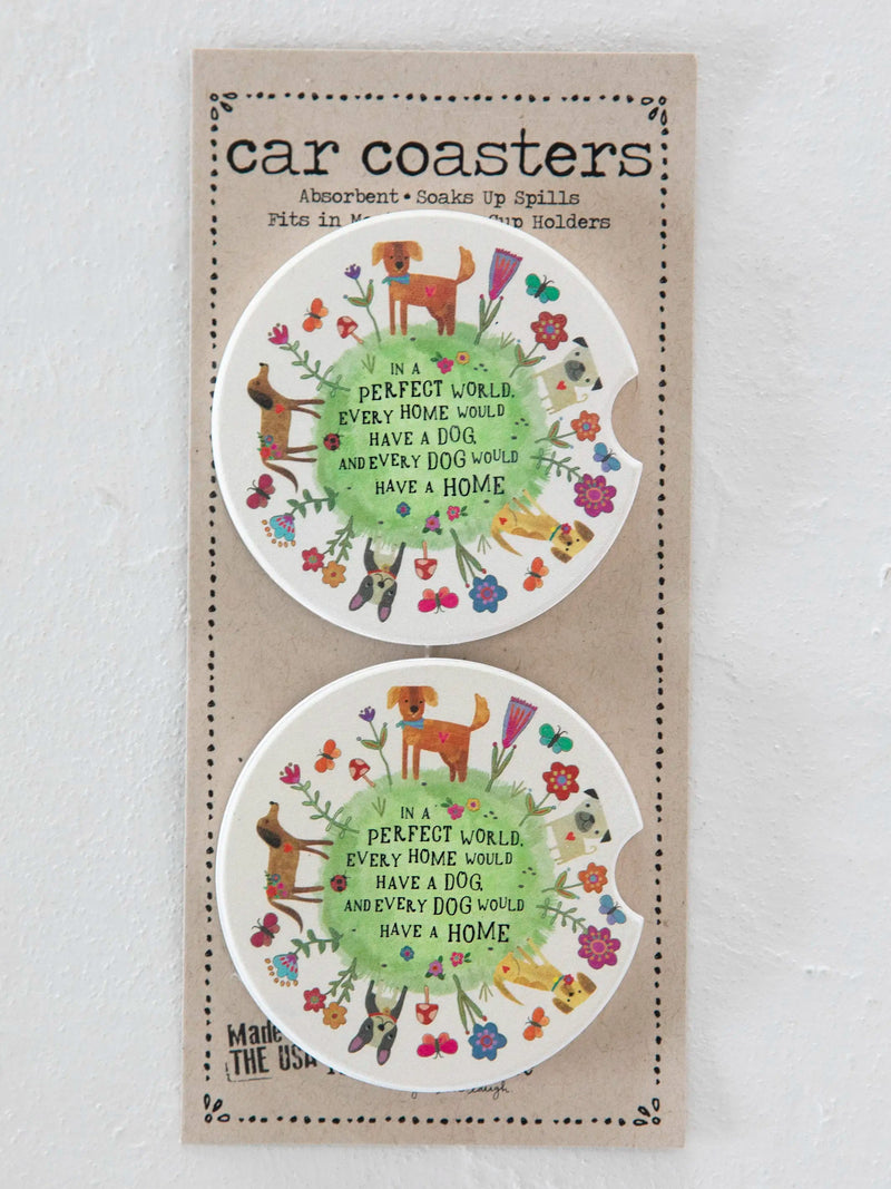 Natural Life Car Coasters, Set of 2 - Every Dog Has A Home