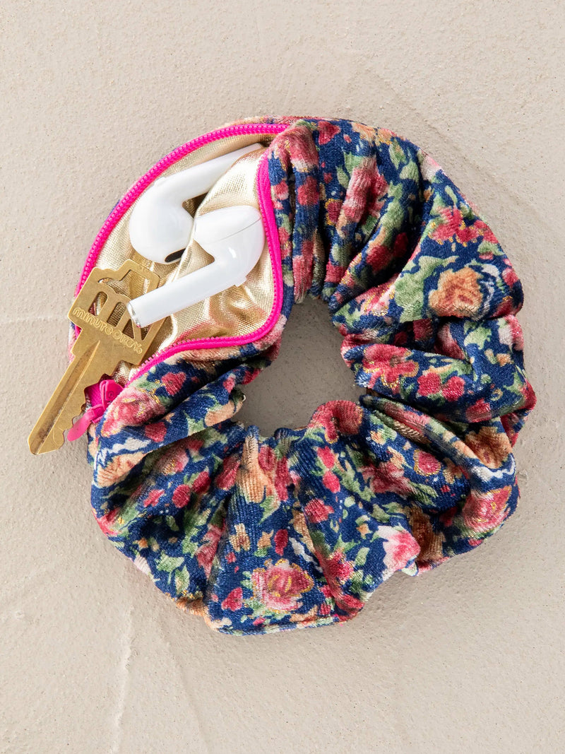 Natural Life® Hideaway Scrunchie - Navy Pink Roses