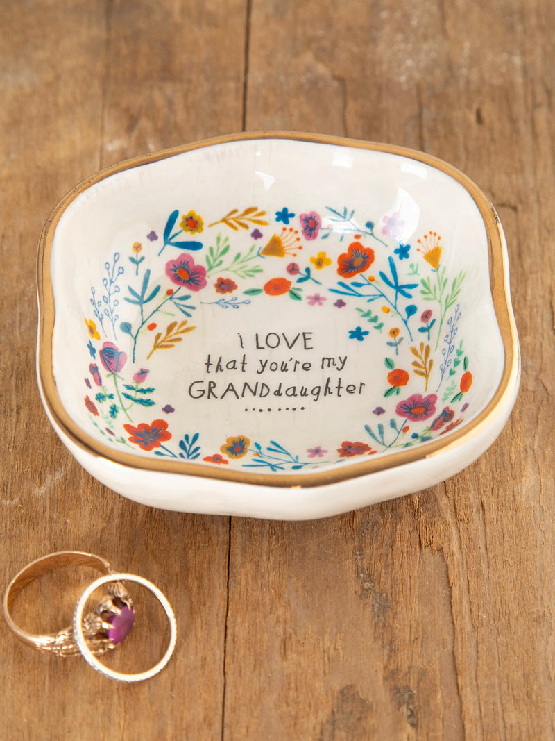 Natural Life Antiqued Trinket Bowl - I Love That You’re My Granddaughter