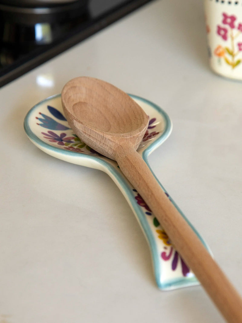 Natural Life Ceramic Spoon Rest - Folk Flower