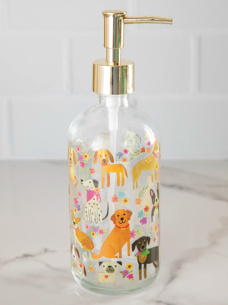 Natural Life Glass Soap Dispenser - Dog Floral