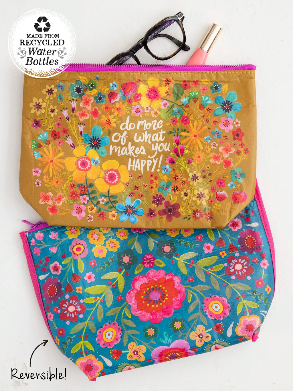 Natural Life® Recycled Zipper Pouch - Makes You Happy