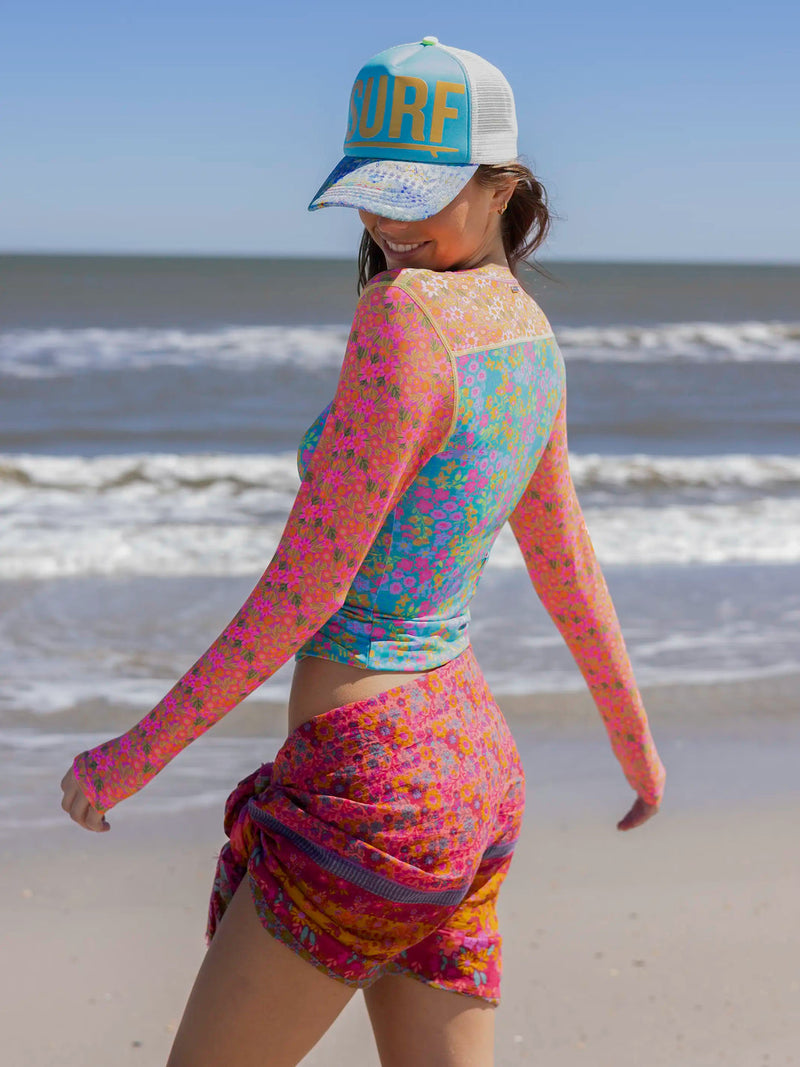 Natural Life Printed Cotton Sarong - Magenta Borders
