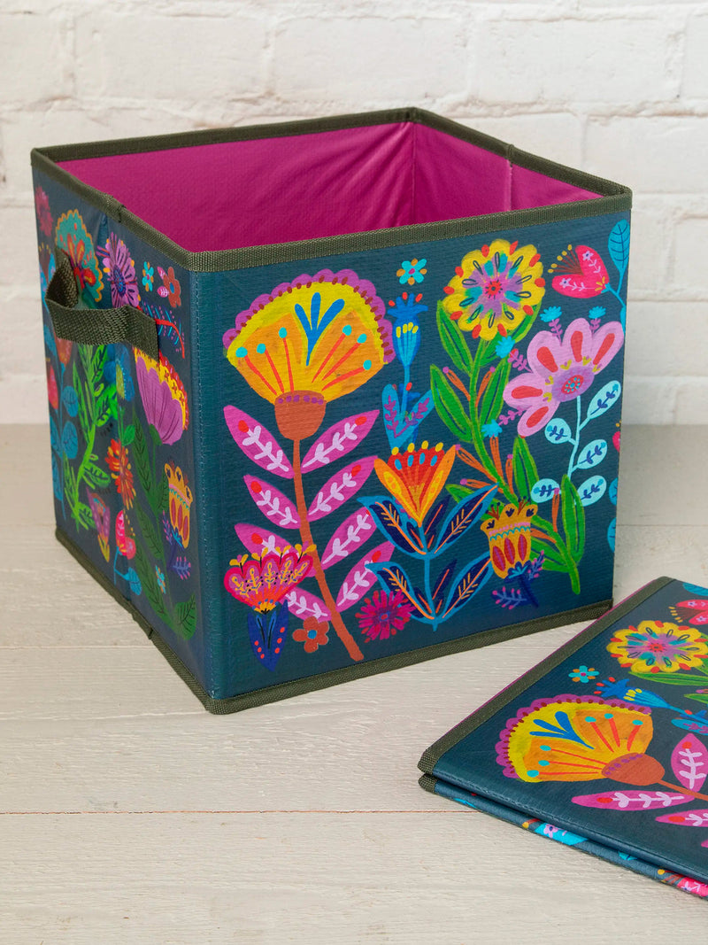 Natural Life® Collapsible Storage Cubes, Set of 2 - Rainbow Folk Flower