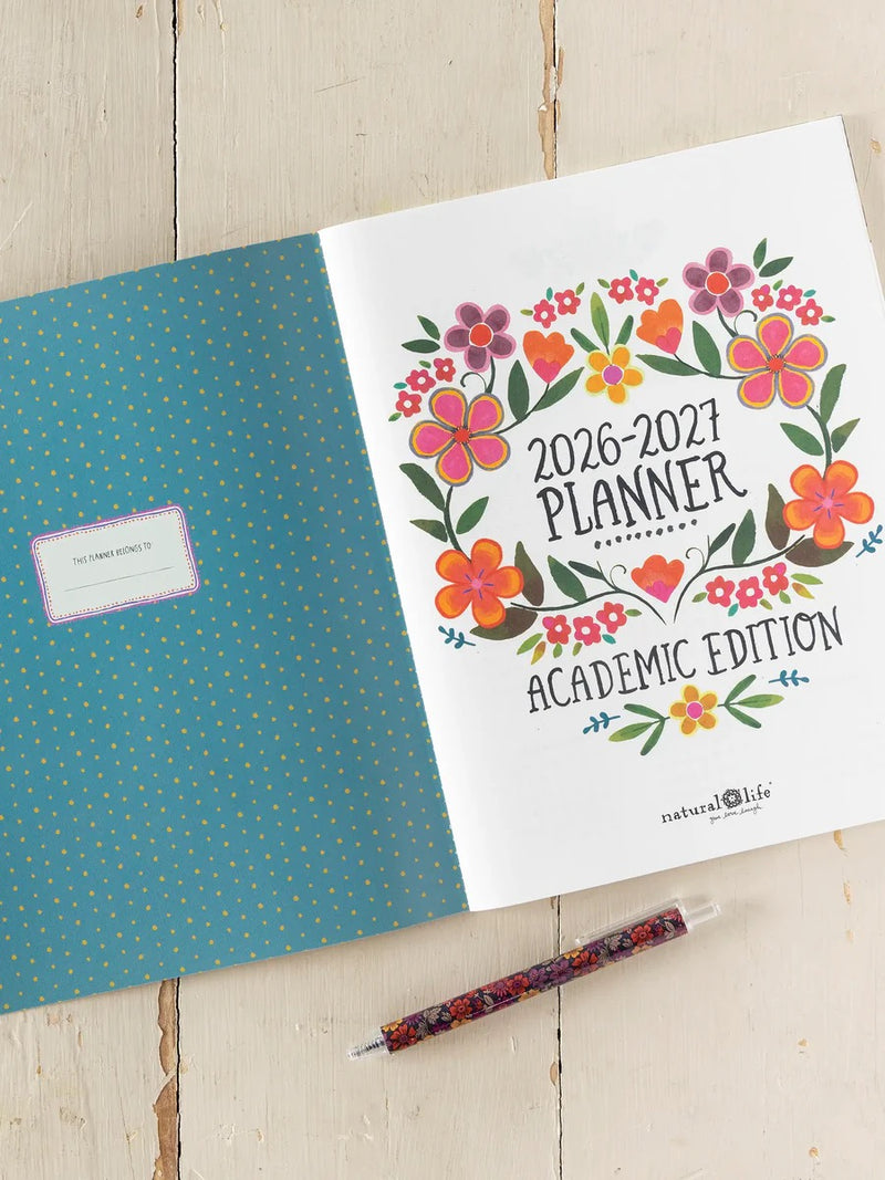 Natural Life Academic Planner 2026-2027 - Turquoise Patchwork