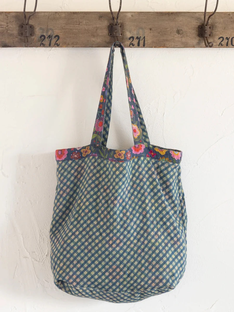 Natural Life Cotton Gauze Reversible Tote Bag - Blue Floral