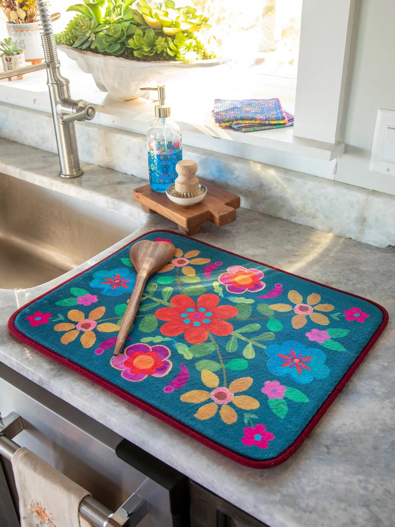 Natural Life Reversible Dish Drying Mat - Garden Waves