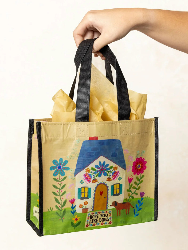 Natural Life Recycled Medium Happy Bag - Hope You Like Dogs