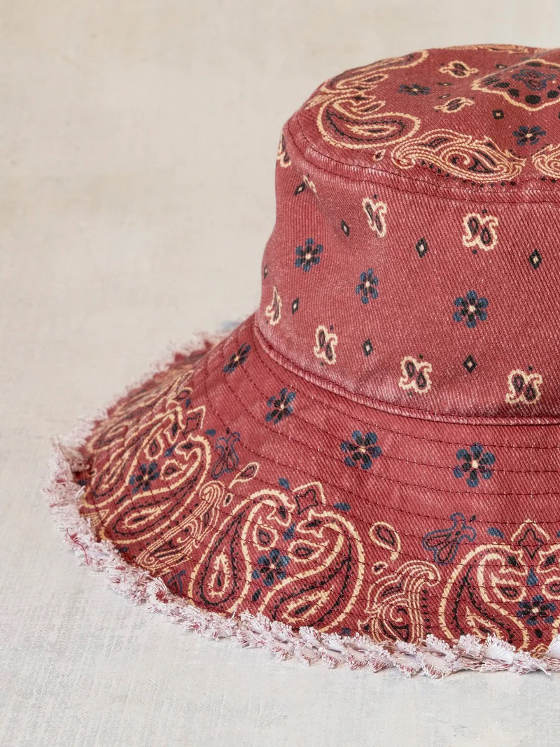 Natural Life Sandy Days Bucket Hat - Brick Red Bandana
