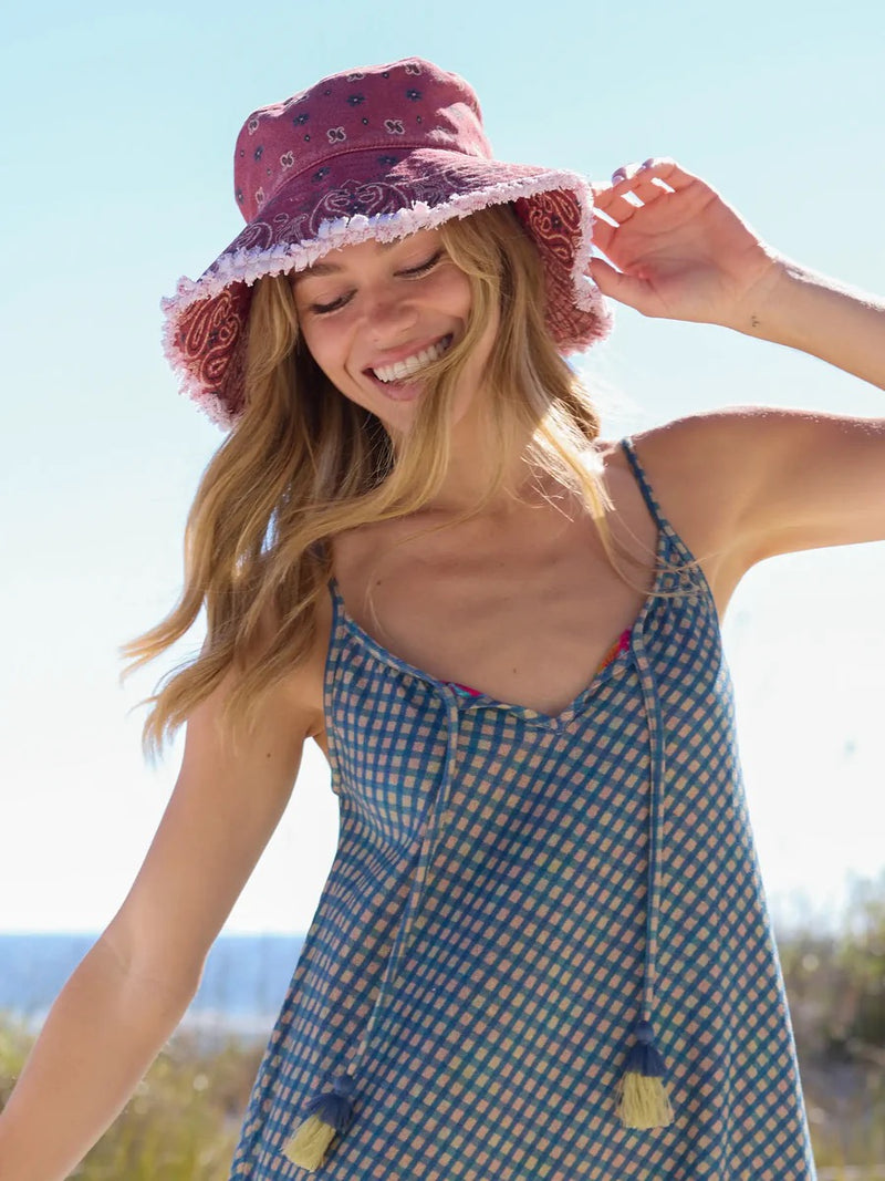 Natural Life Sandy Days Bucket Hat - Brick Red Bandana