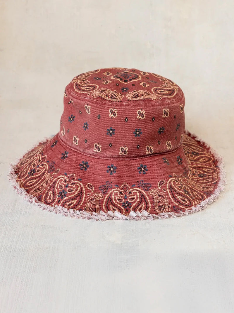 Natural Life Sandy Days Bucket Hat - Brick Red Bandana