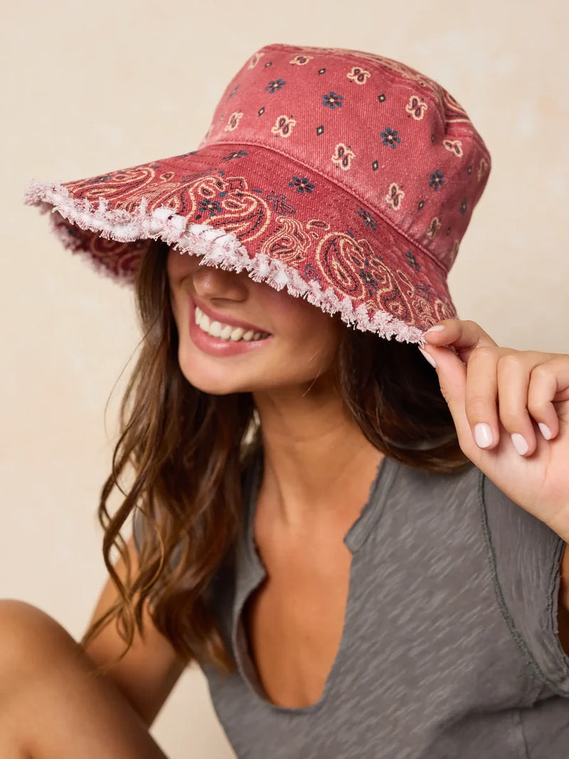 Natural Life Sandy Days Bucket Hat - Brick Red Bandana