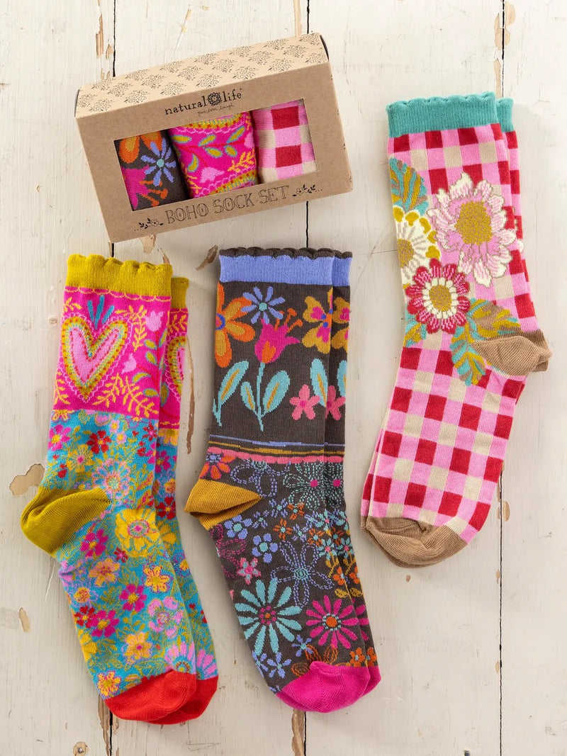 Natural Life Boxed Boho Sock, Set of 3 - Red Heart