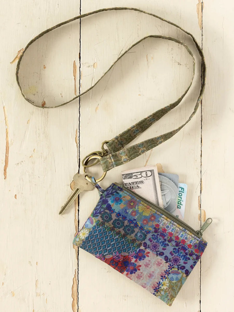 Natural Life® Zip Pouch Lanyard - Blue Patchwork