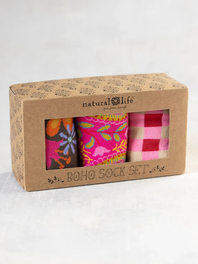 Natural Life Boxed Boho Sock, Set of 3 - Red Heart