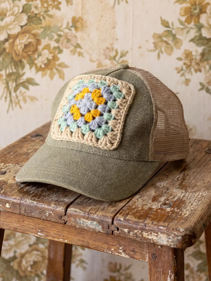 Natural Life Granny Square Trucker Hat - Green