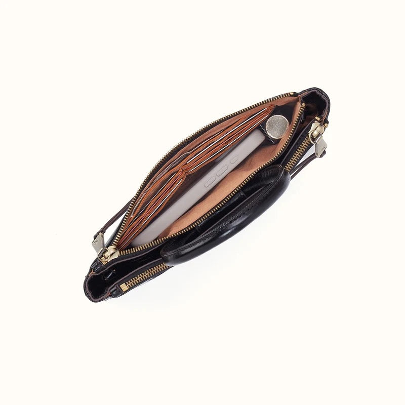 HOBO Sable Crossbody - Polished Leather | Black