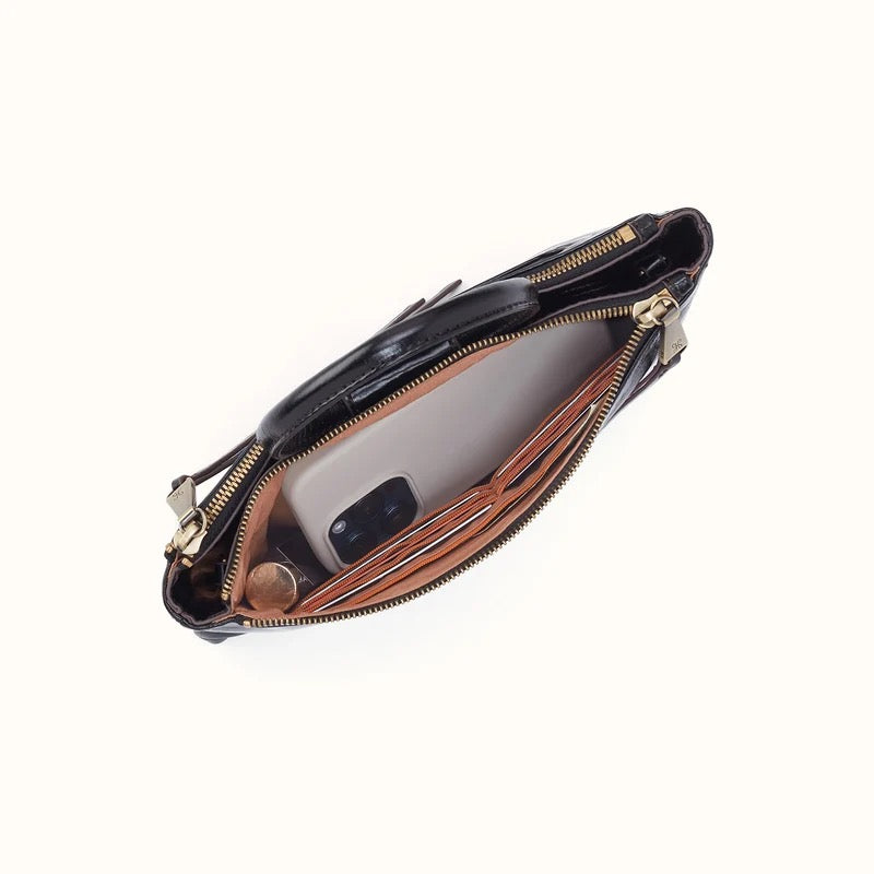 HOBO Sable Crossbody - Polished Leather | Black
