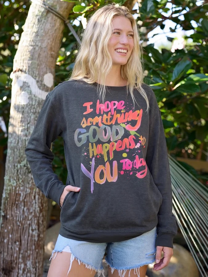 Natural Life Comfy Pocket Sweatshirt - Hope Something Good Happens