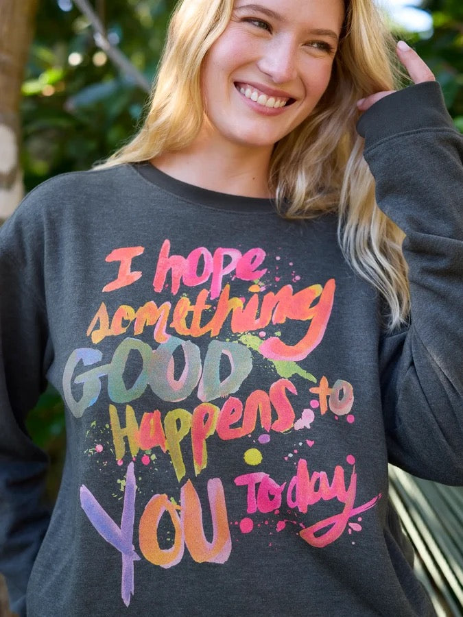 Natural Life Comfy Pocket Sweatshirt - Hope Something Good Happens