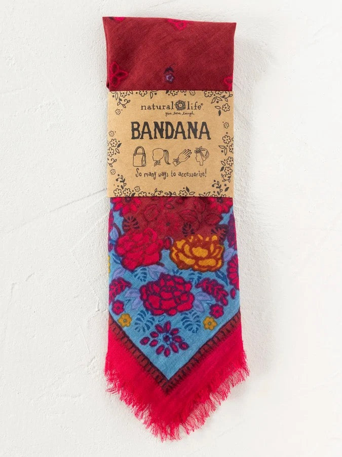 Natural Life® Printed Cotton Bandana - Burgundy Spring