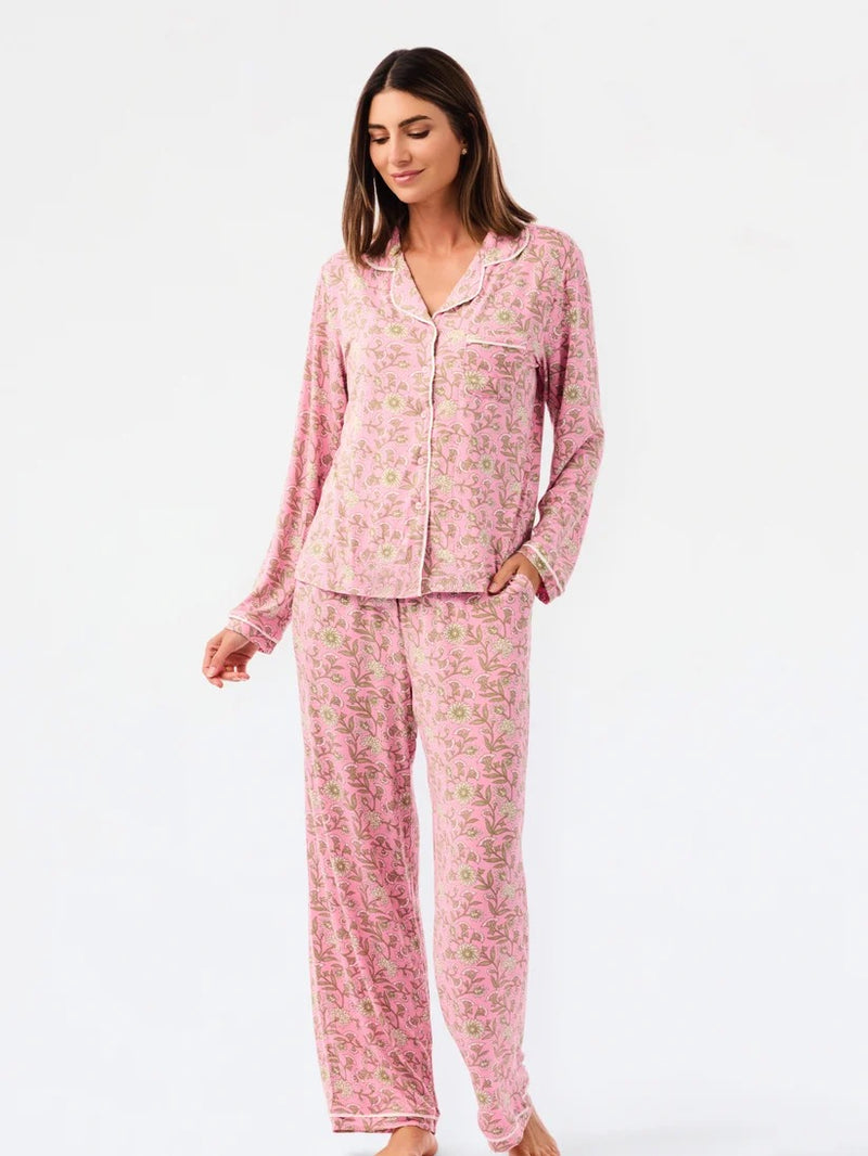 Mary Square - Women's Charlotte Pants Set | Thistle Vines Pink