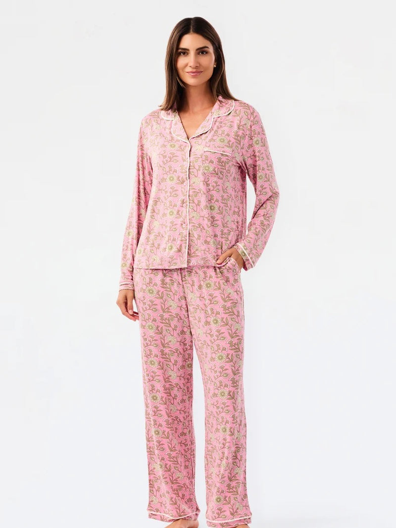 Mary Square - Women's Charlotte Pants Set | Thistle Vines Pink