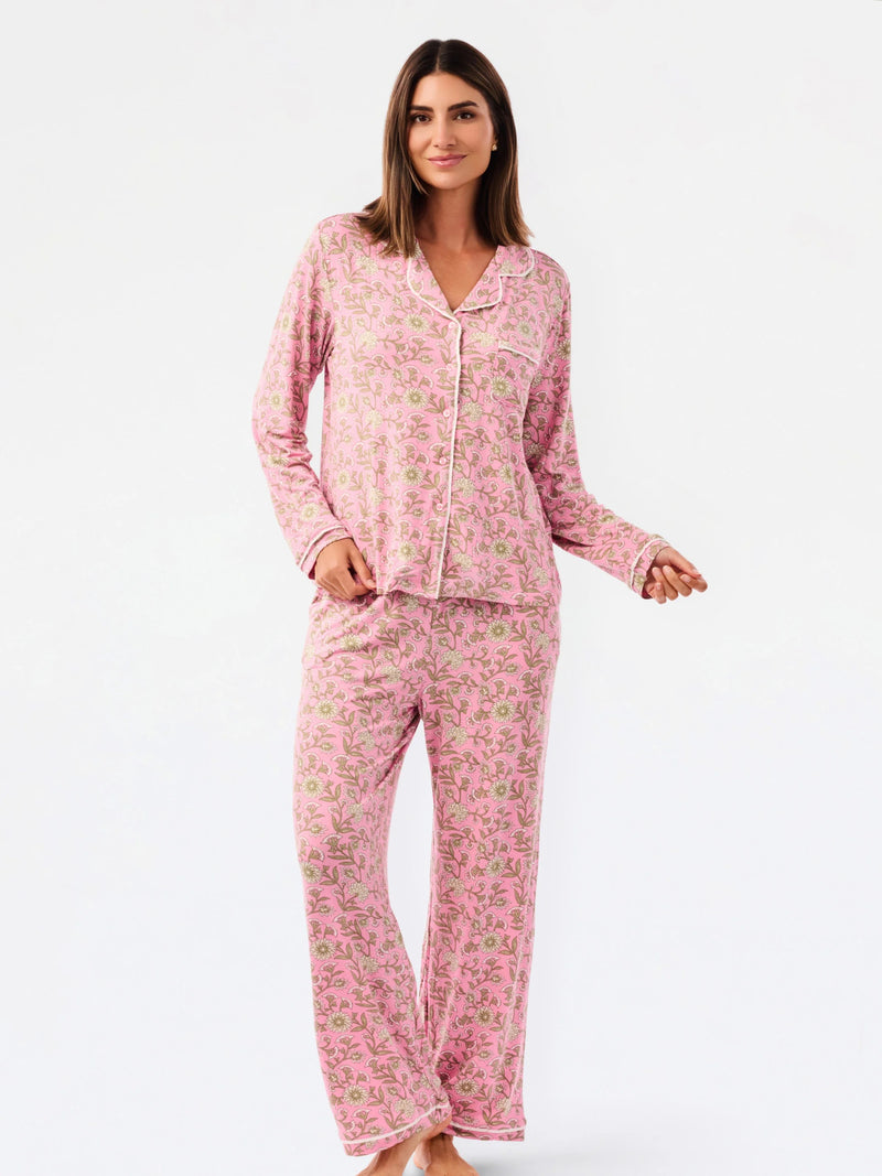 Mary Square - Women's Charlotte Pants Set | Thistle Vines Pink