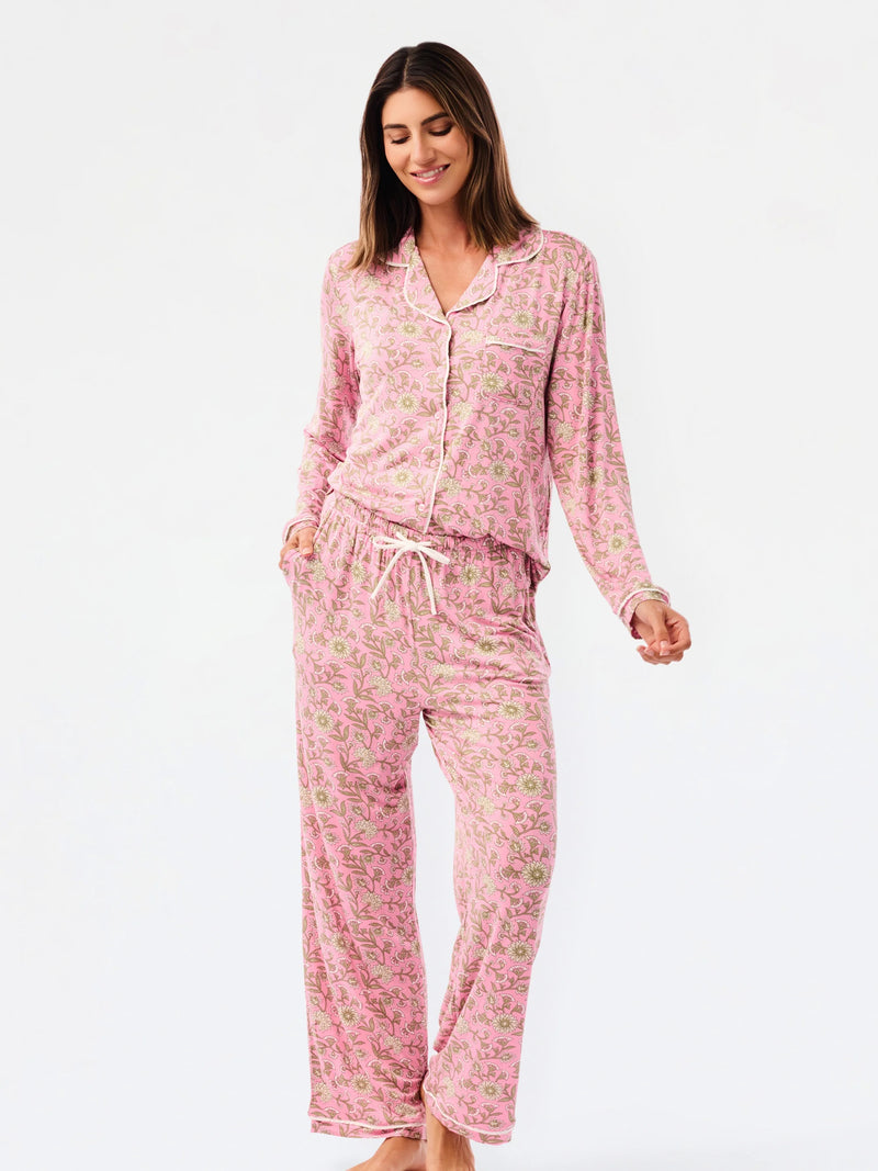 Mary Square - Women's Charlotte Pants Set | Thistle Vines Pink