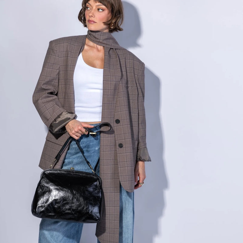 HOBO Alba Frame Large Shoulder Bag - Black