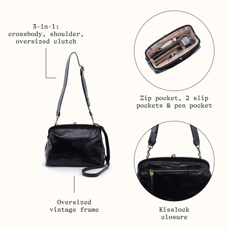 HOBO Alba Frame Large Shoulder Bag - Black