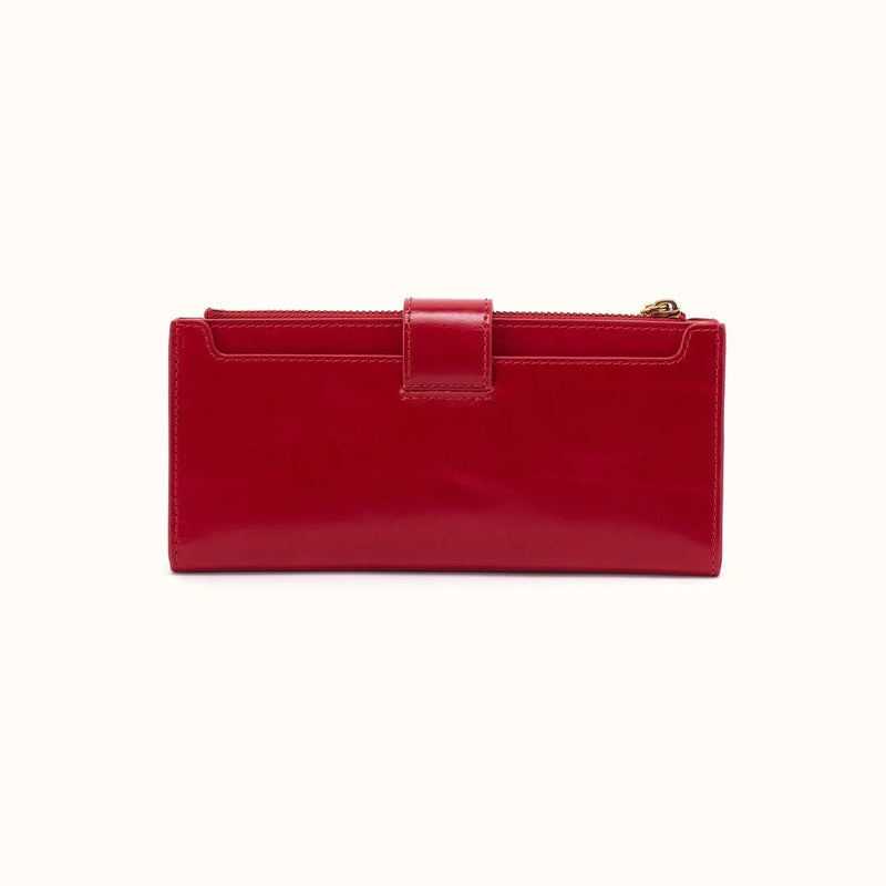 HOBO Dunn Continental Wallet Polished Leather - True Red