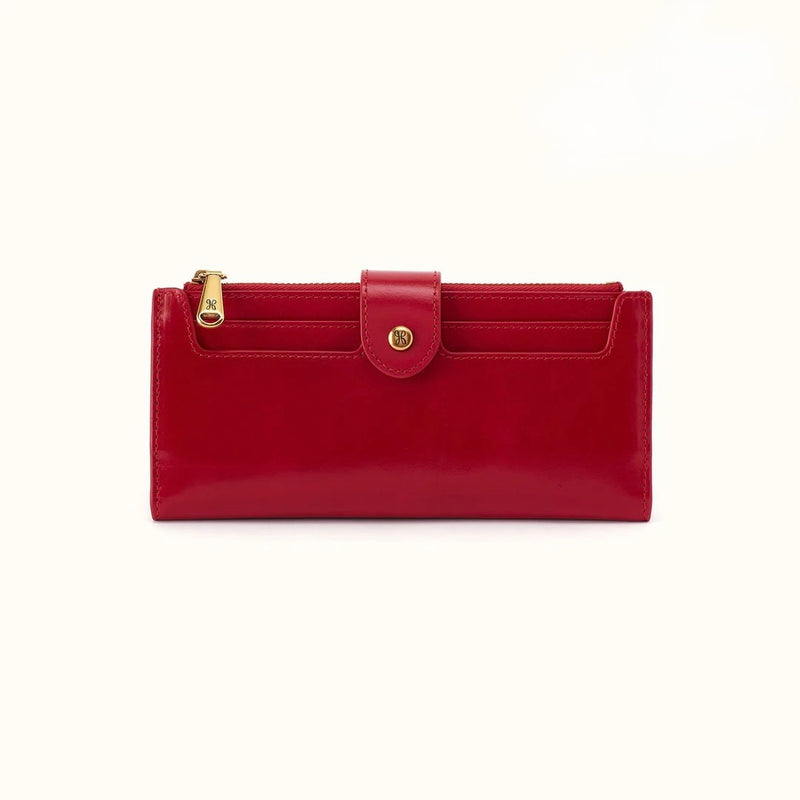 HOBO Dunn Continental Wallet Polished Leather - True Red
