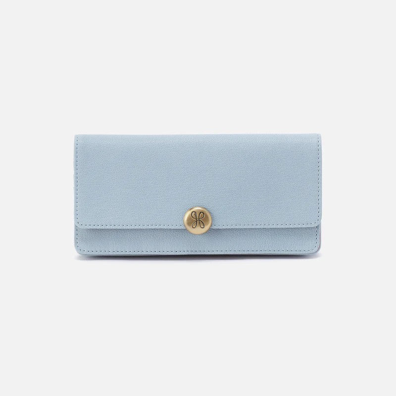 HOBO Hutton Large Wallet - Micrograin Leather | Sky Blue