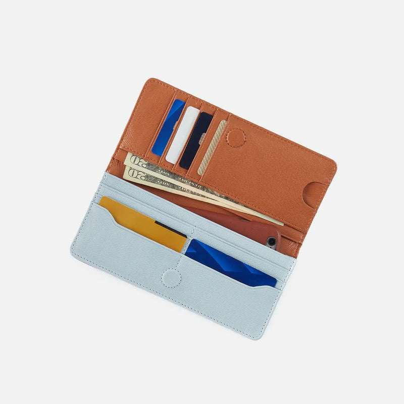 HOBO Hutton Large Wallet - Micrograin Leather | Sky Blue