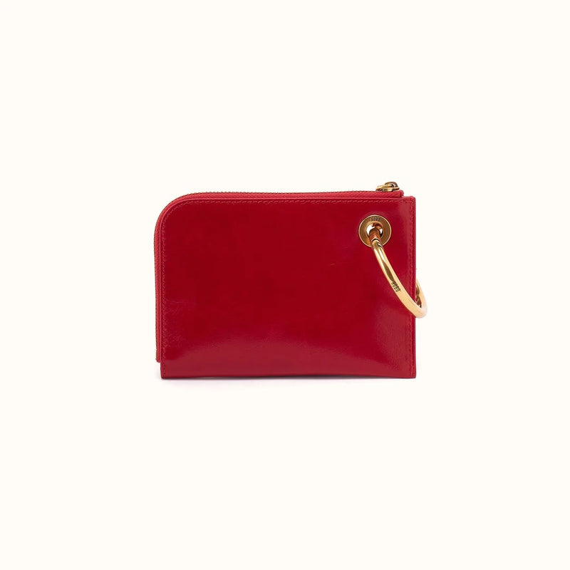 Hobo Jett Credit Card Wristlet In Polished Leather - True Red
