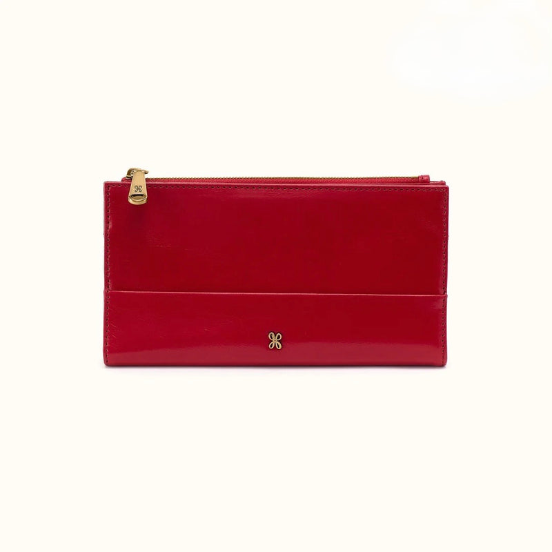 HOBO Jill Trifold Wallet - Polished Leather | True Red