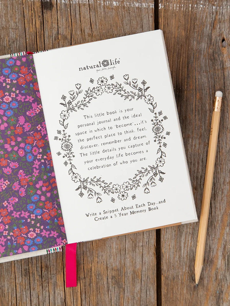 Natural Life® Embroidered 5 Year Daily Journal