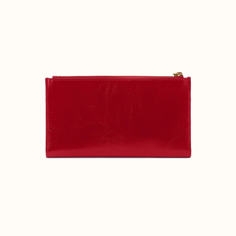 HOBO Jill Trifold Wallet - Polished Leather | True Red