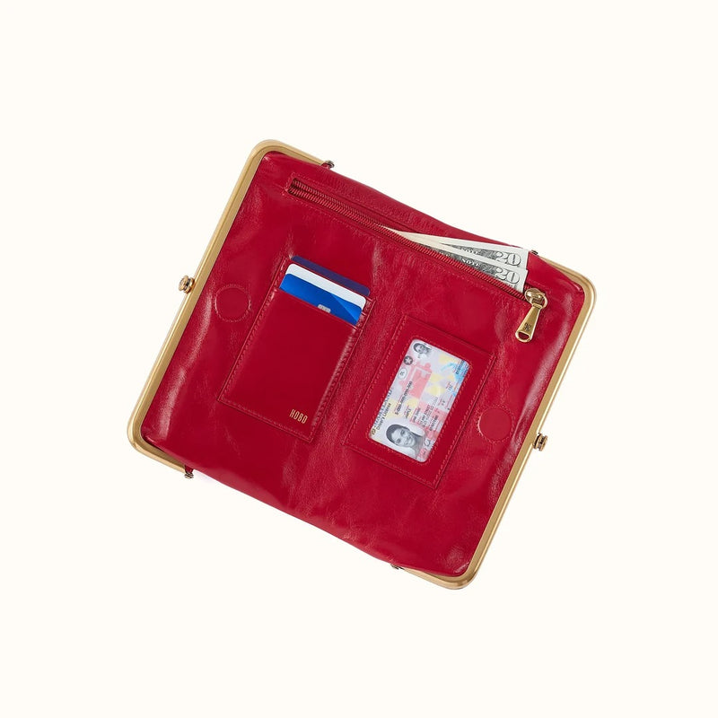 HOBO Lauren Clutch Wallet - Polished Leather - True Red