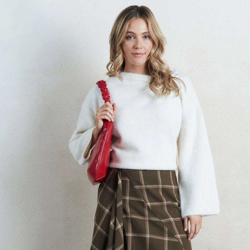 HOBO Madison Shoulder Bag - Polished Leather - True Red