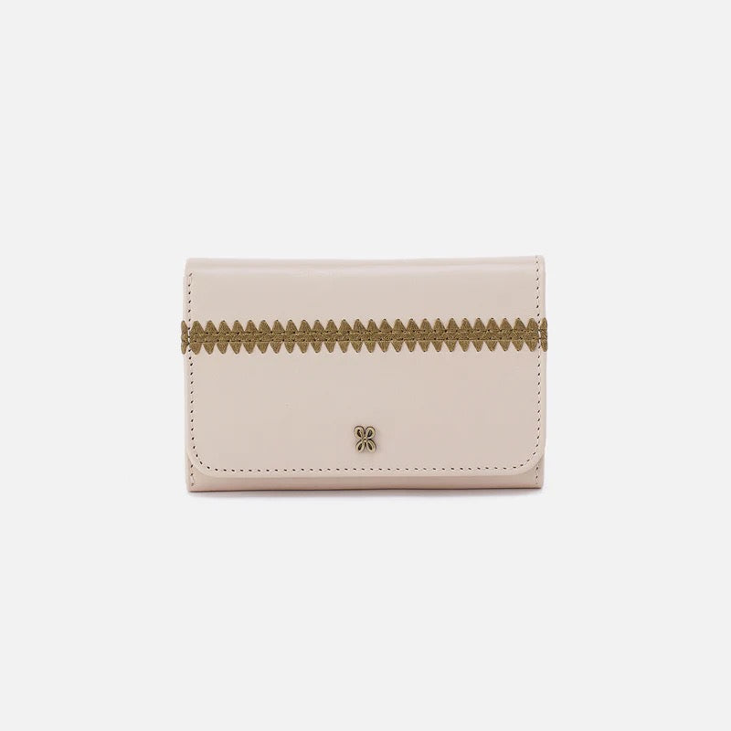HOBO Jill Trifold Wallet - Polished Leather | Pale Flax