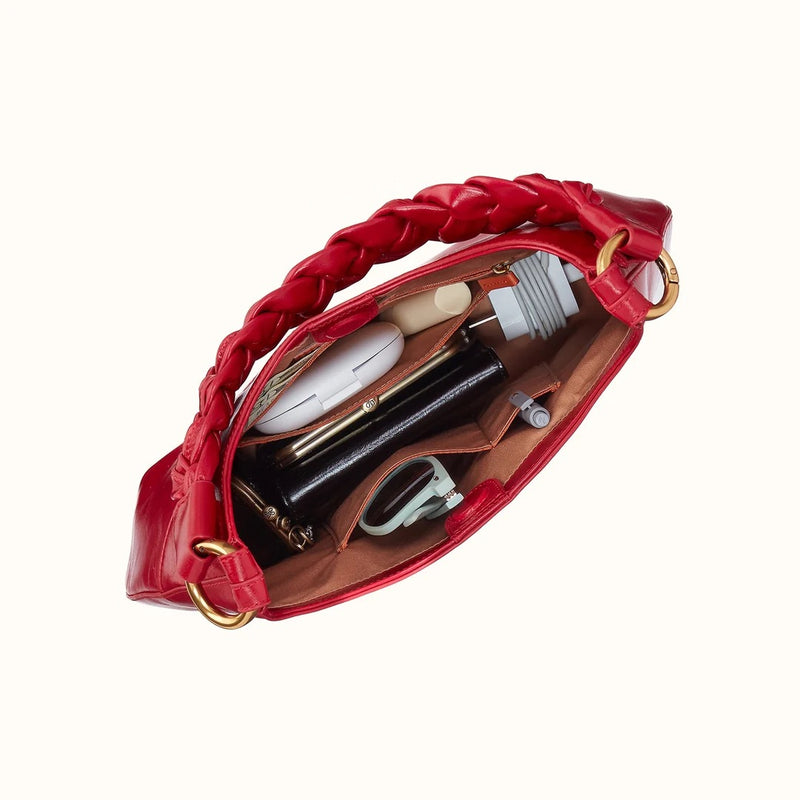 HOBO Madison Shoulder Bag - Polished Leather - True Red