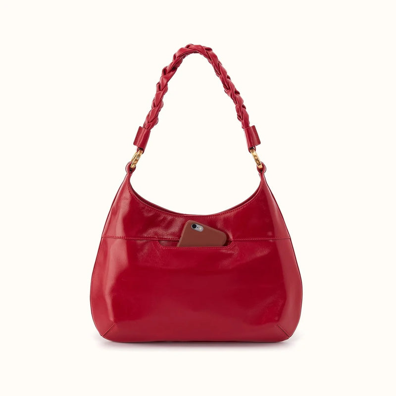 HOBO Madison Shoulder Bag - Polished Leather - True Red