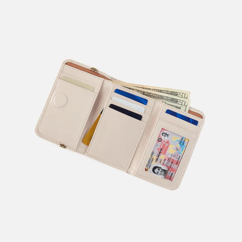 HOBO Jill Trifold Wallet - Polished Leather | Pale Flax
